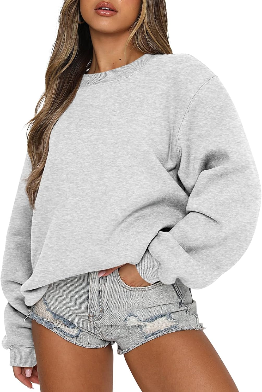Women Sweatshirts Crewneck Oversized Pullover Sweaters Fall Winter Cute Tops Teen Girls Preppy Clothes